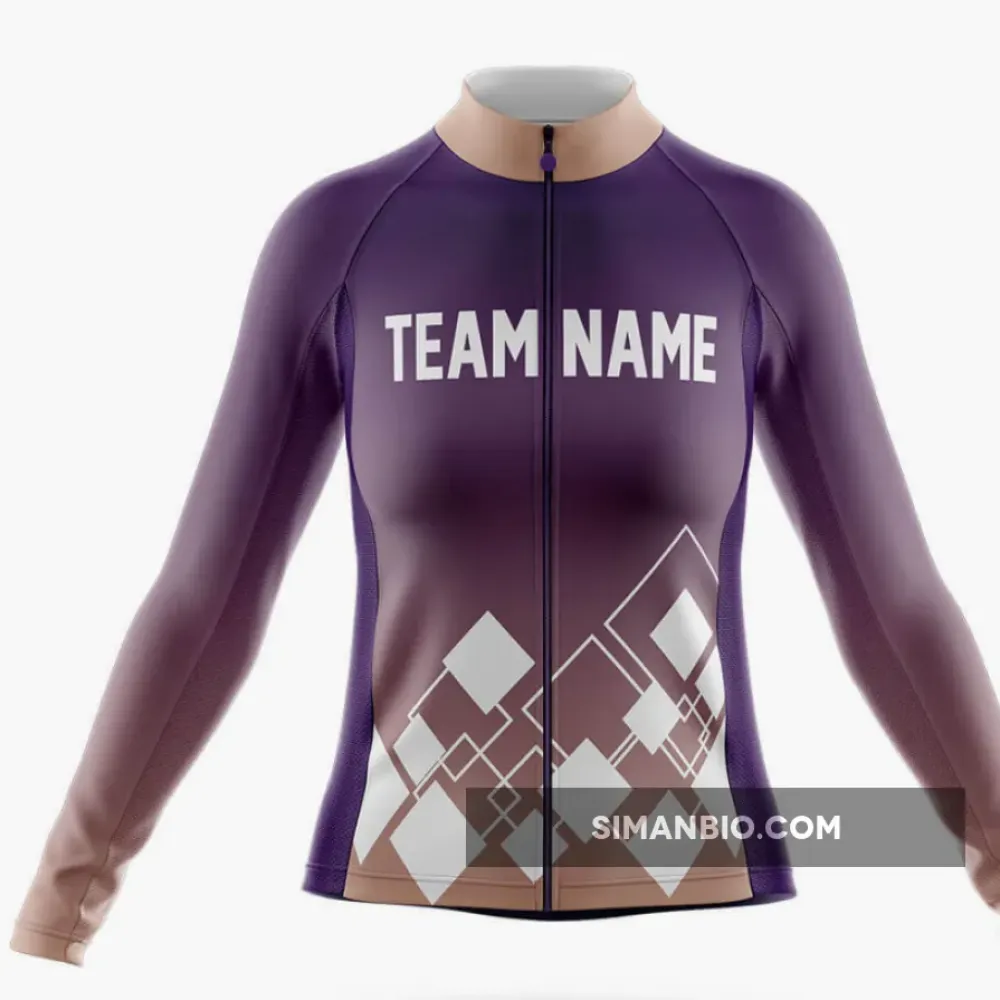 Custom Team Name V19 Violet - Women's Long Sleeve Cycling Jersey