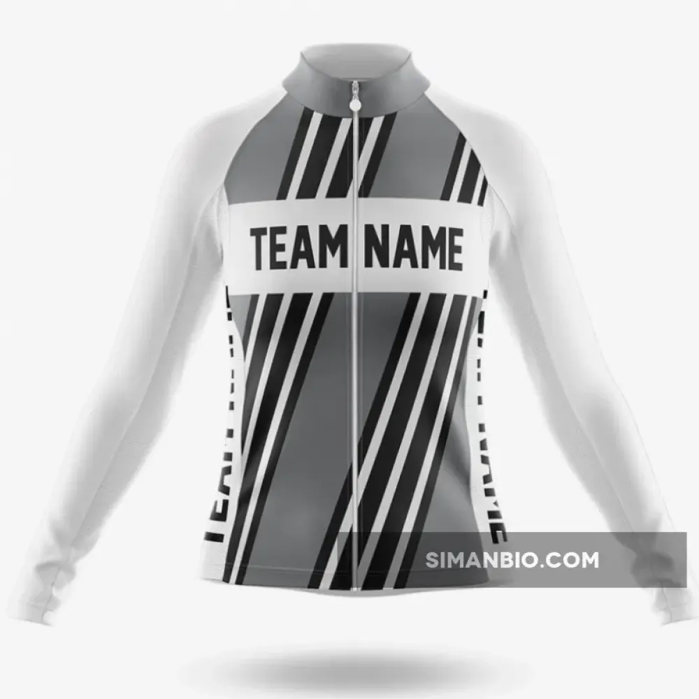Custom Team Name M5 Grey - Women's Long Sleeve Cycling Jersey