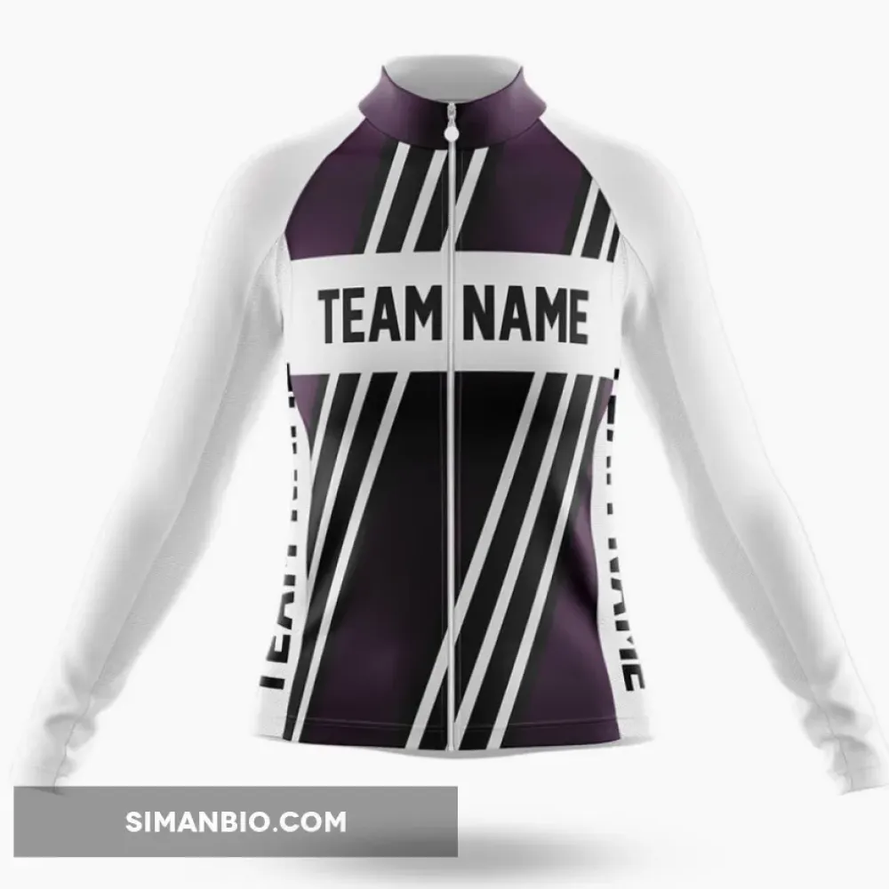Custom Team Name M5 Dark Purple - Women's Long Sleeve Cycling Jersey
