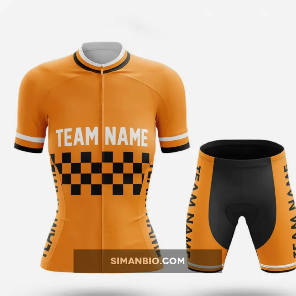 Custom Team Name M7 Orange - Women's Cycling Kit Full Set