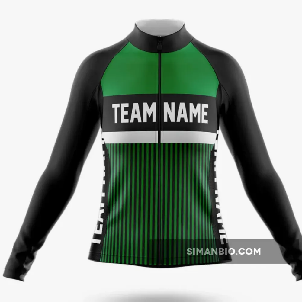 Custom Team Name M6 Green - Women's Long Sleeve Cycling Jersey