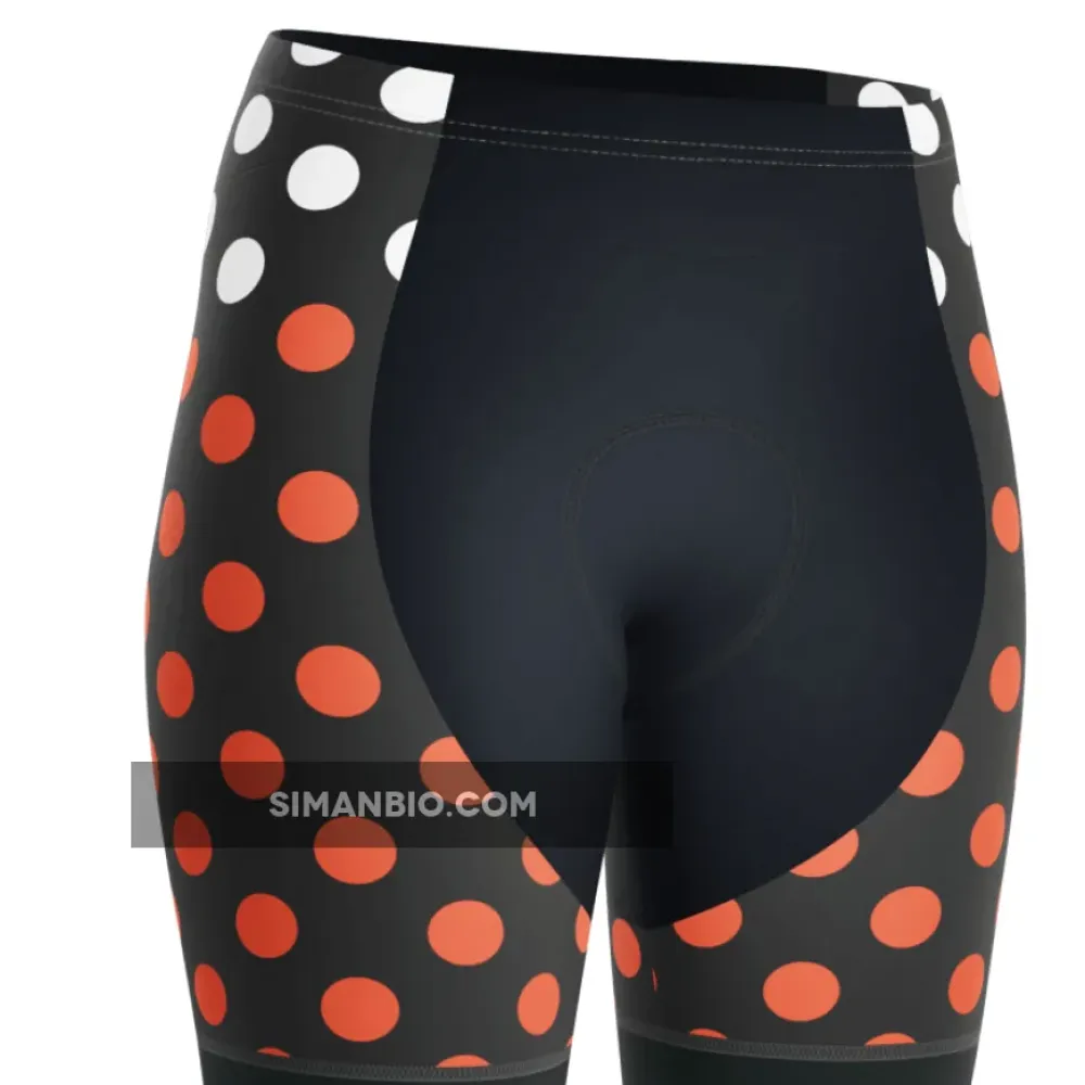 Women's Red Polka Dots on White Gel Padded Cycling Shorts
