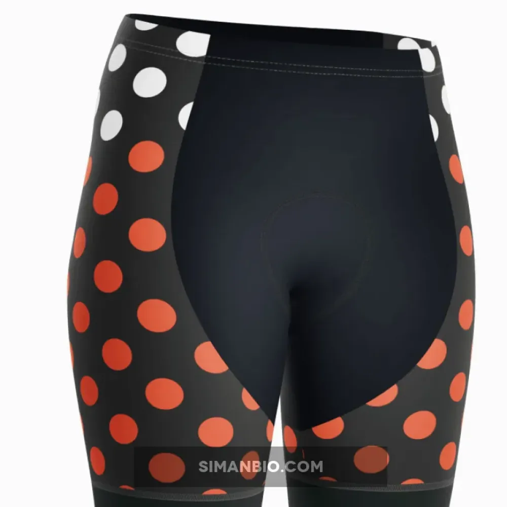 Women's Red Polka Dots on White Gel Padded Cycling Shorts