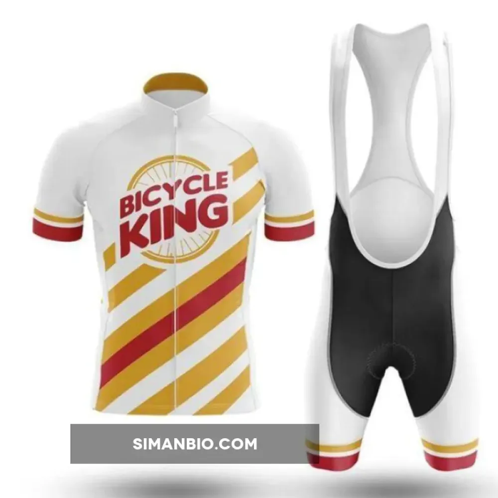 White-Yellow-Red Striped Cycling Kit Featuring Jerzi & Shorts