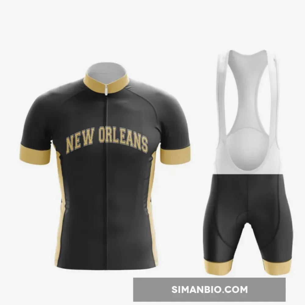 New Orleans Classic Cycling Outfit  Black & Gold Trim