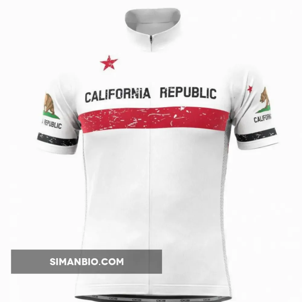 Men's California Republic Black Short Sleeve Cycling Jersey