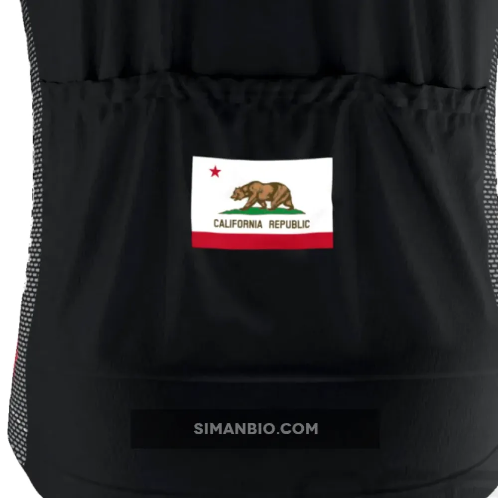 Men's California Republic Black Short Sleeve Cycling Jersey