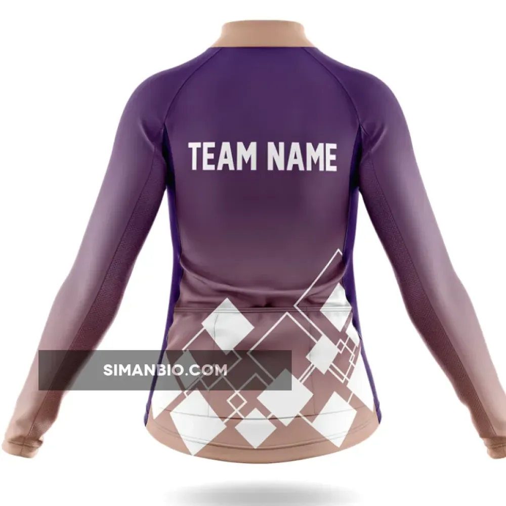 Custom Team Name V19 Violet - Women's Long Sleeve Cycling Jersey