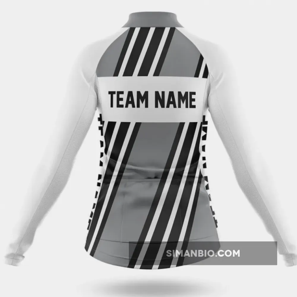 Custom Team Name M5 Grey - Women's Long Sleeve Cycling Jersey