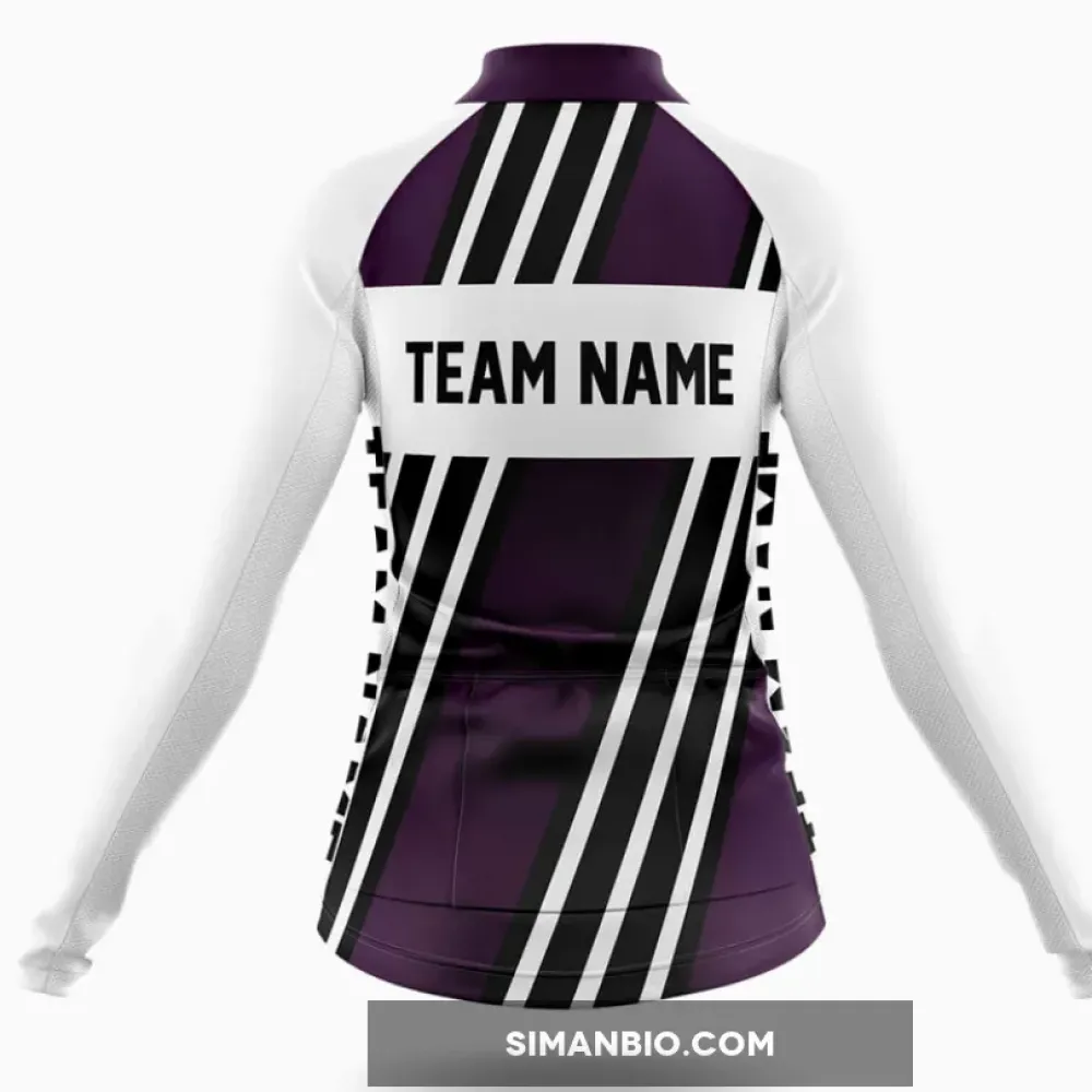 Custom Team Name M5 Dark Purple - Women's Long Sleeve Cycling Jersey