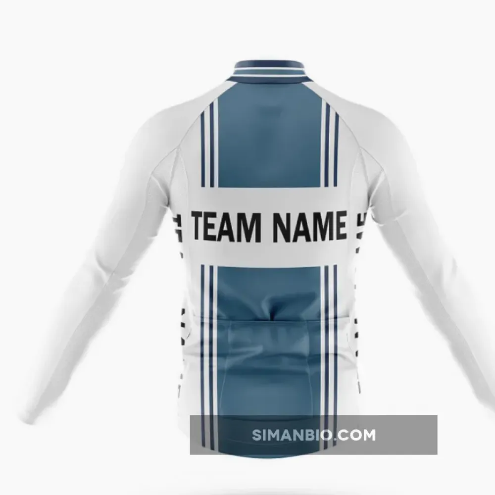 Custom Team Name M4 Blue Long Sleeve Cycling Jersey
