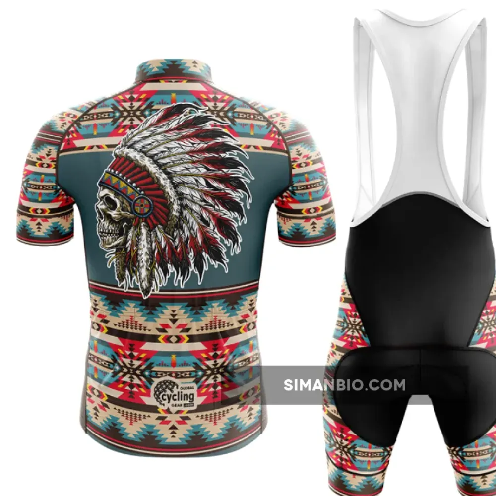 Native American Skull Long Sleeve Cycling Jersey