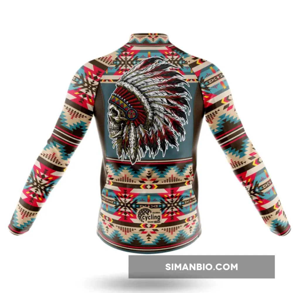 Native American Skull Long Sleeve Cycling Jersey