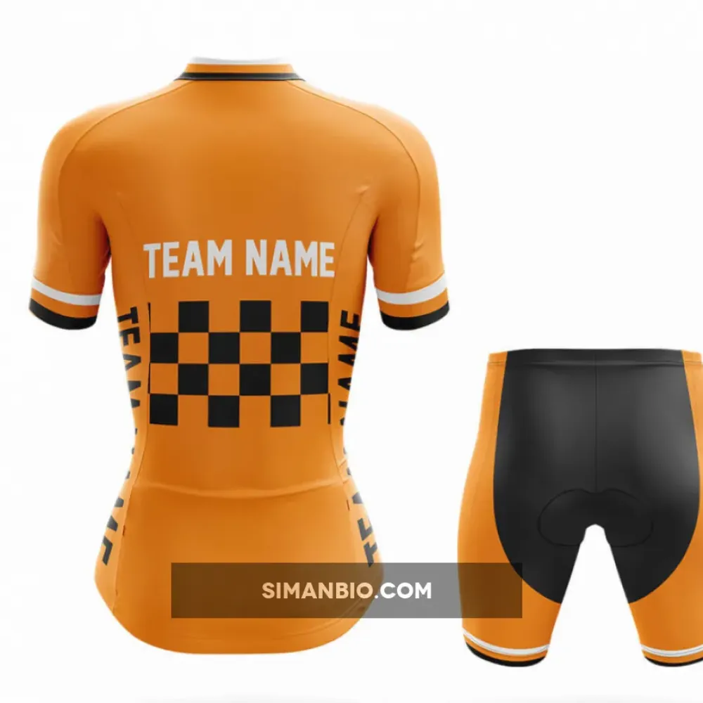 Custom Team Name M7 Orange - Women's Cycling Kit Full Set