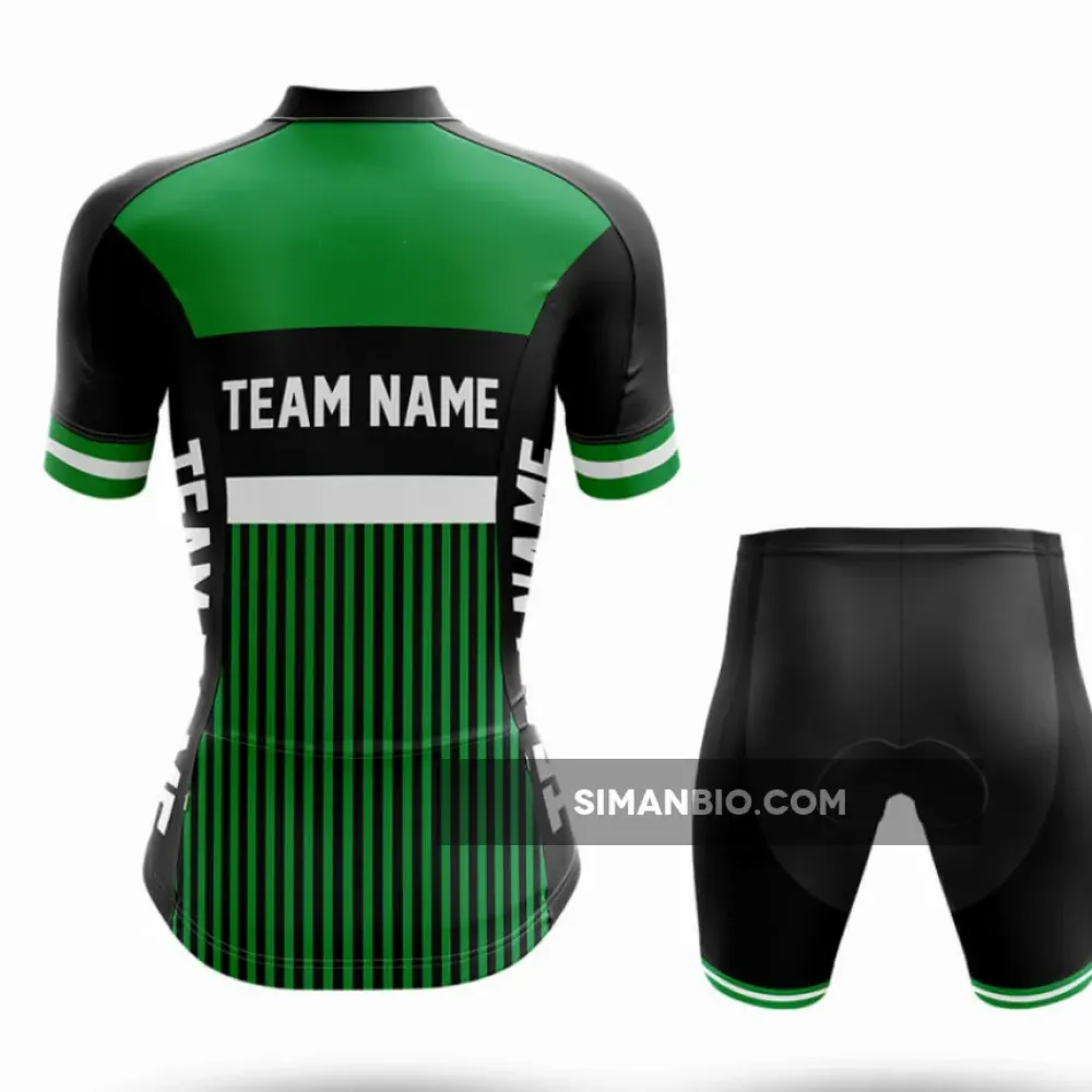 Custom Team Name M6 Green - Women's Long Sleeve Cycling Jersey