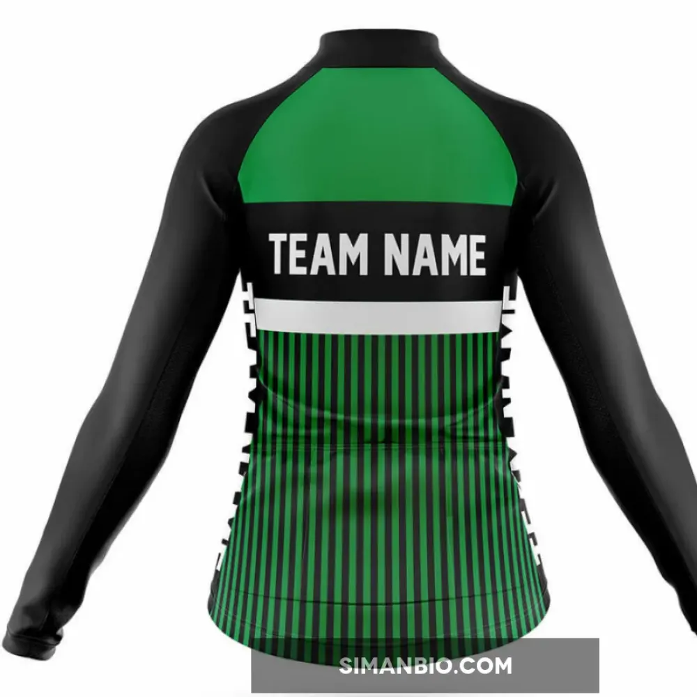 Custom Team Name M6 Green - Women's Long Sleeve Cycling Jersey