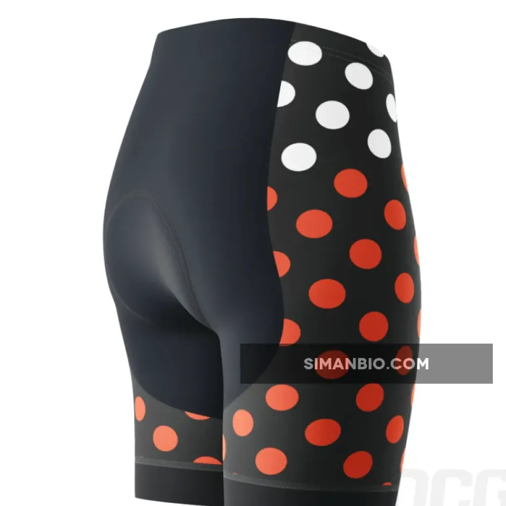 Women's Red Polka Dots on White Gel Padded Cycling Shorts