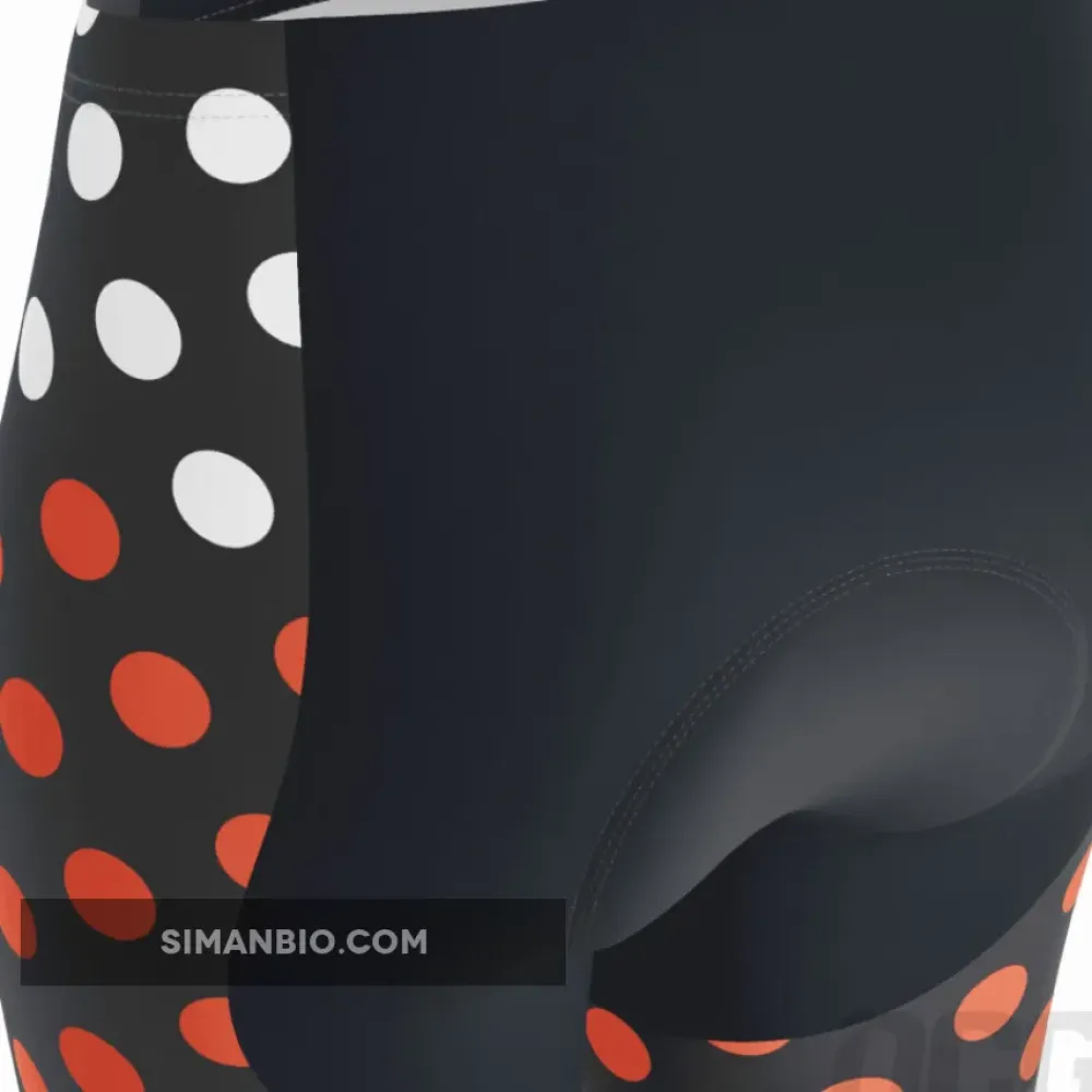 Women's Red Polka Dots on White Gel Padded Cycling Shorts