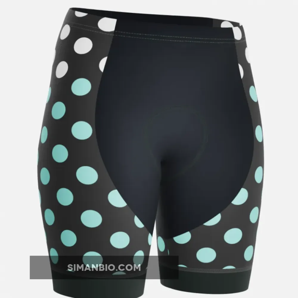 Women's Red Polka Dots on White Gel Padded Cycling Shorts