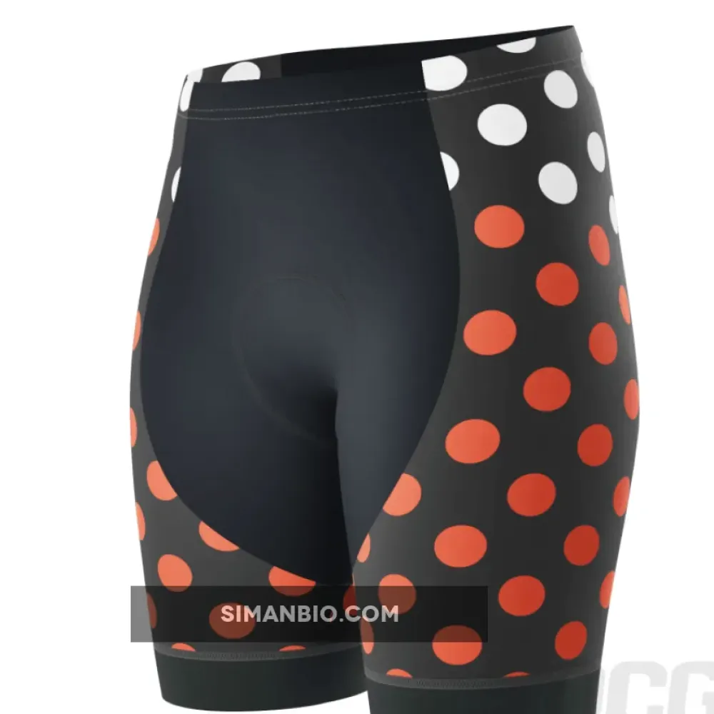 Women's Red Polka Dots on White Gel Padded Cycling Shorts