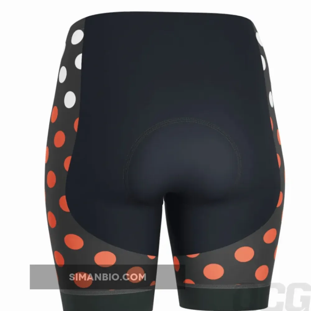 Women's Red Polka Dots on White Gel Padded Cycling Shorts