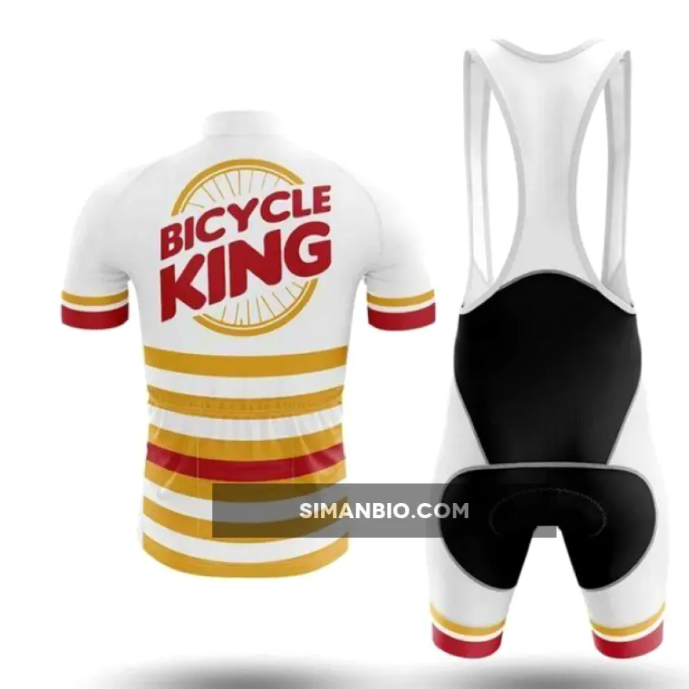 White-Yellow-Red Striped Cycling Kit Featuring Jerzi & Shorts