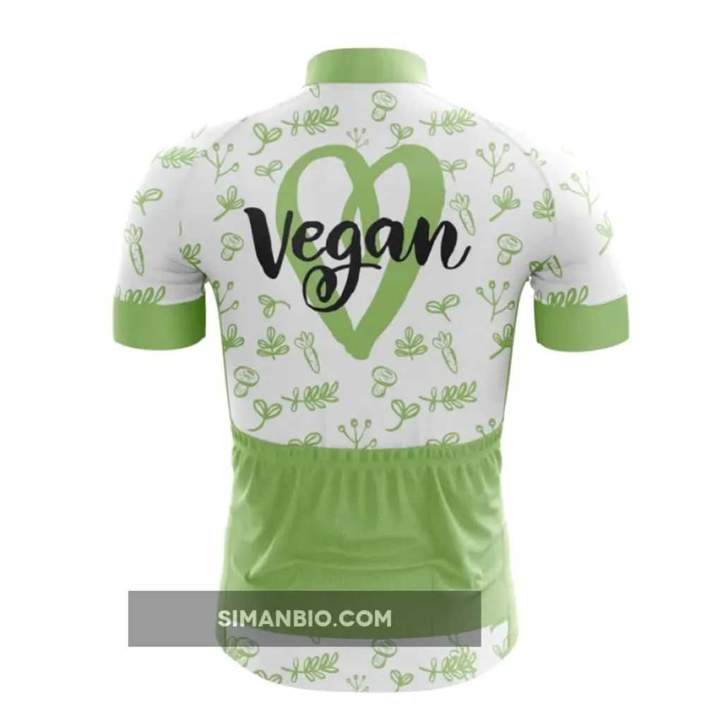 White Green Vegan Heart Pretzel Cycling Jersey