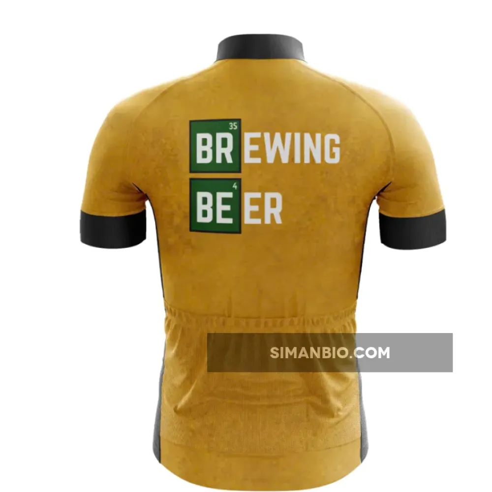 Golden Beer Cycling Jersey with Cheerful Green